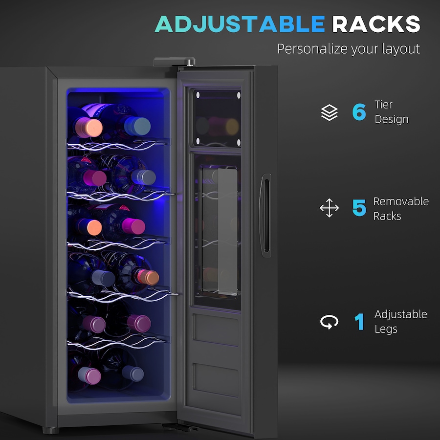 Image 997319_ALTMORE5.jpg, Product 997-319 / Price $289.99, HOMCOM Wine Cooler, 12 Bottles Beverage and Wine Fridge with Glass Door from HOMCOM on TSC.ca's Kitchen department