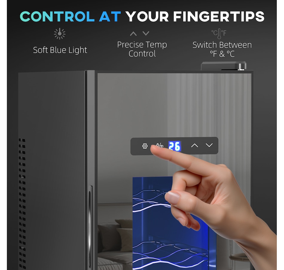 Image 997319_ALTMORE6.jpg, Product 997-319 / Price $279.99, HOMCOM Wine Cooler, 12 Bottles Beverage and Wine Fridge with Glass Door from HOMCOM on TSC.ca's Kitchen department