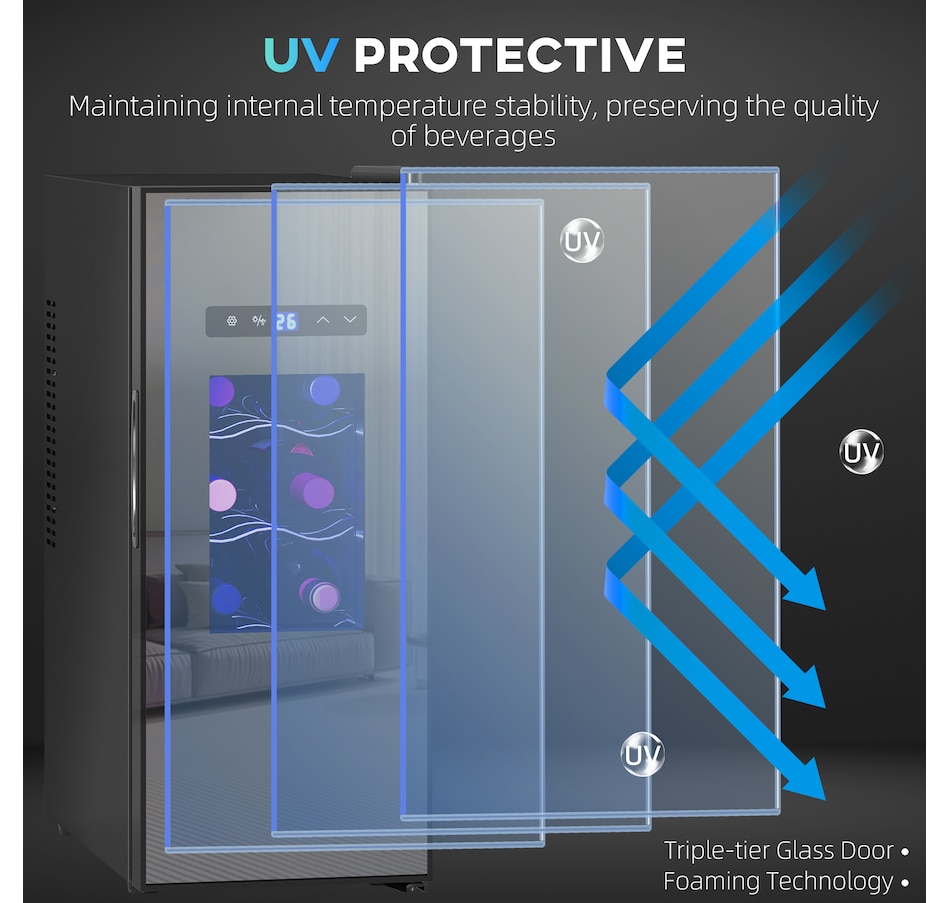 Image 997319_ALTMORE7.jpg, Product 997-319 / Price $279.99, HOMCOM Wine Cooler, 12 Bottles Beverage and Wine Fridge with Glass Door from HOMCOM on TSC.ca's Kitchen department
