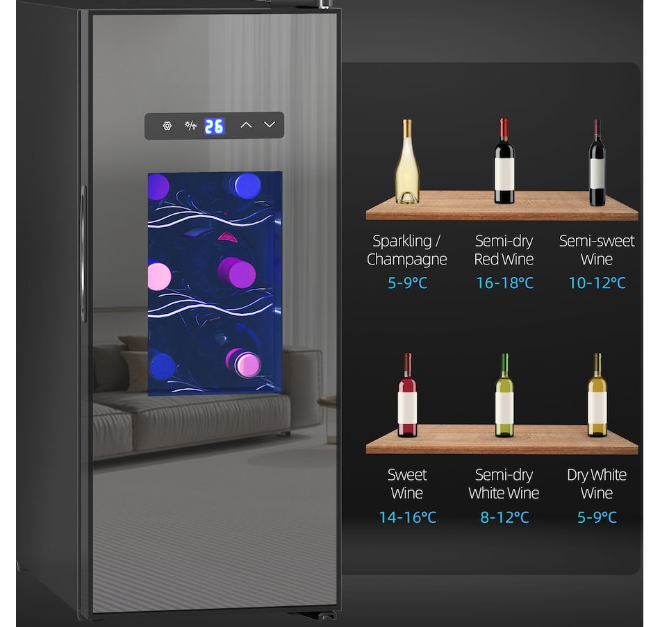 Image 997319_ALTMORE8.jpg, Product 997-319 / Price $279.99, HOMCOM Wine Cooler, 12 Bottles Beverage and Wine Fridge with Glass Door from HOMCOM on TSC.ca's Kitchen department
