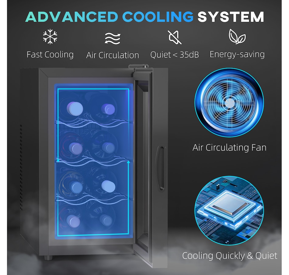 Image 997320_ALTMORE3.jpg, Product 997-320 / Price $219.99, HOMCOM Freestanding Wine Cooler Refrigerator, 8 Bottle, Quiet Wine Fridge from HOMCOM on TSC.ca's Kitchen department