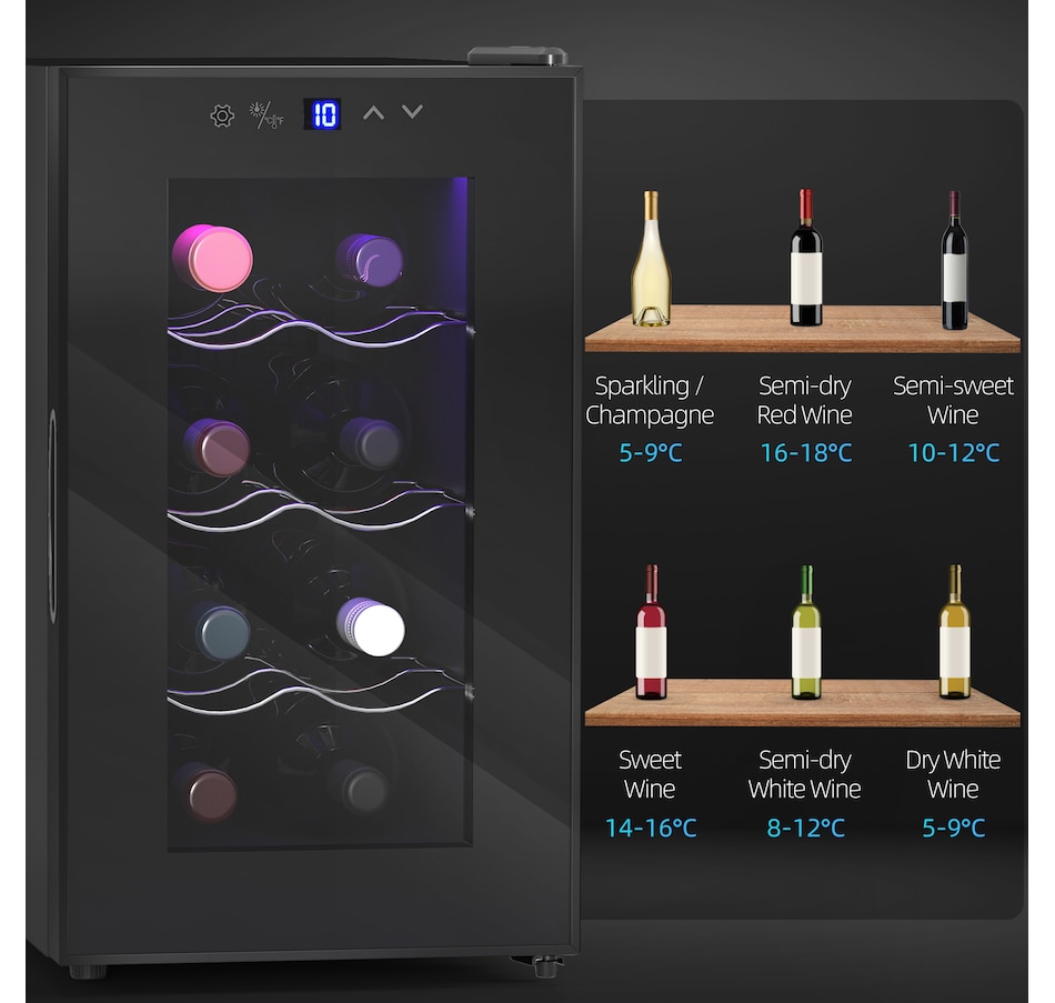 Image 997320_ALTMORE8.jpg, Product 997-320 / Price $219.99, HOMCOM Freestanding Wine Cooler Refrigerator, 8 Bottle, Quiet Wine Fridge from HOMCOM on TSC.ca's Kitchen department