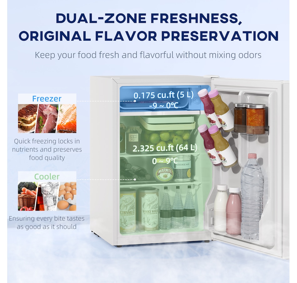 Image 997321_ALTMORE1.jpg, Product 997-321 / Price $209.95, HOMCOM 2.5 Cu Ft Mini Fridge with Freezer, Small Refrigerator, White from HOMCOM on TSC.ca's Kitchen department