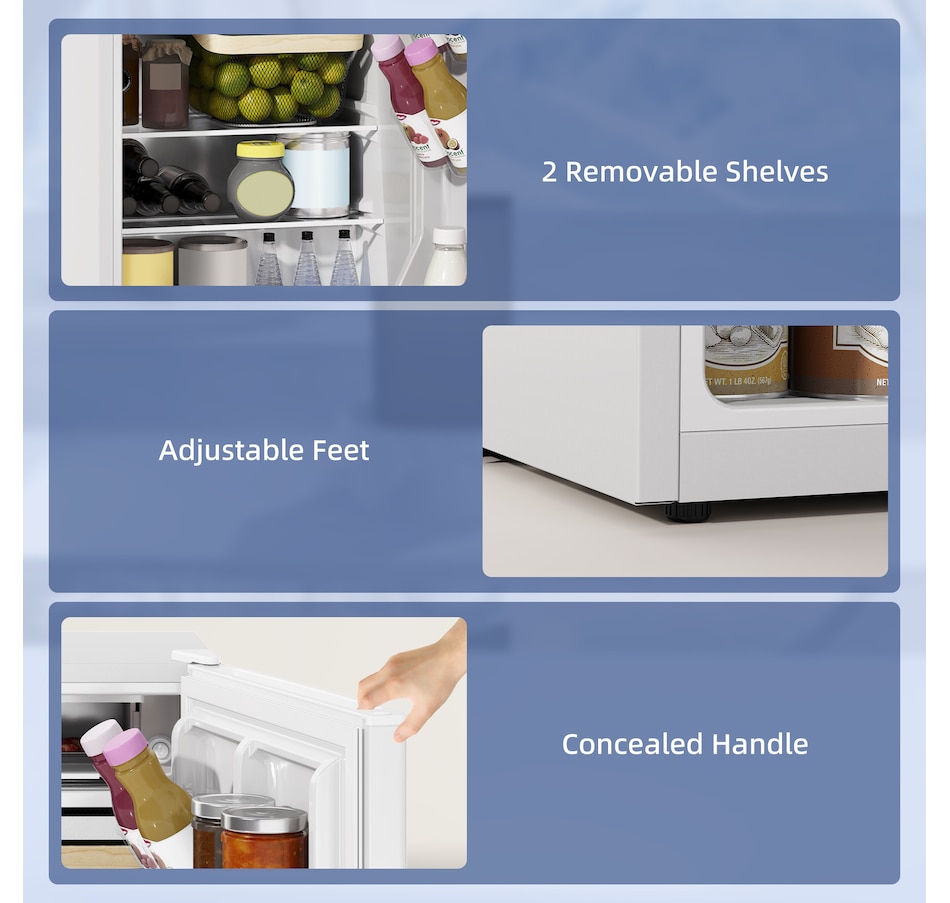 Image 997321_ALTMORE3.jpg, Product 997-321 / Price $209.95, HOMCOM 2.5 Cu Ft Mini Fridge with Freezer, Small Refrigerator, White from HOMCOM on TSC.ca's Kitchen department