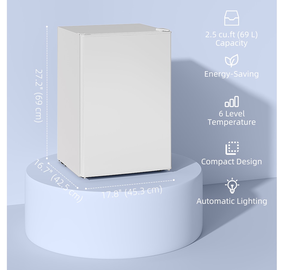 Image 997321_ALTMORE4.jpg, Product 997-321 / Price $209.95, HOMCOM 2.5 Cu Ft Mini Fridge with Freezer, Small Refrigerator, White from HOMCOM on TSC.ca's Kitchen department