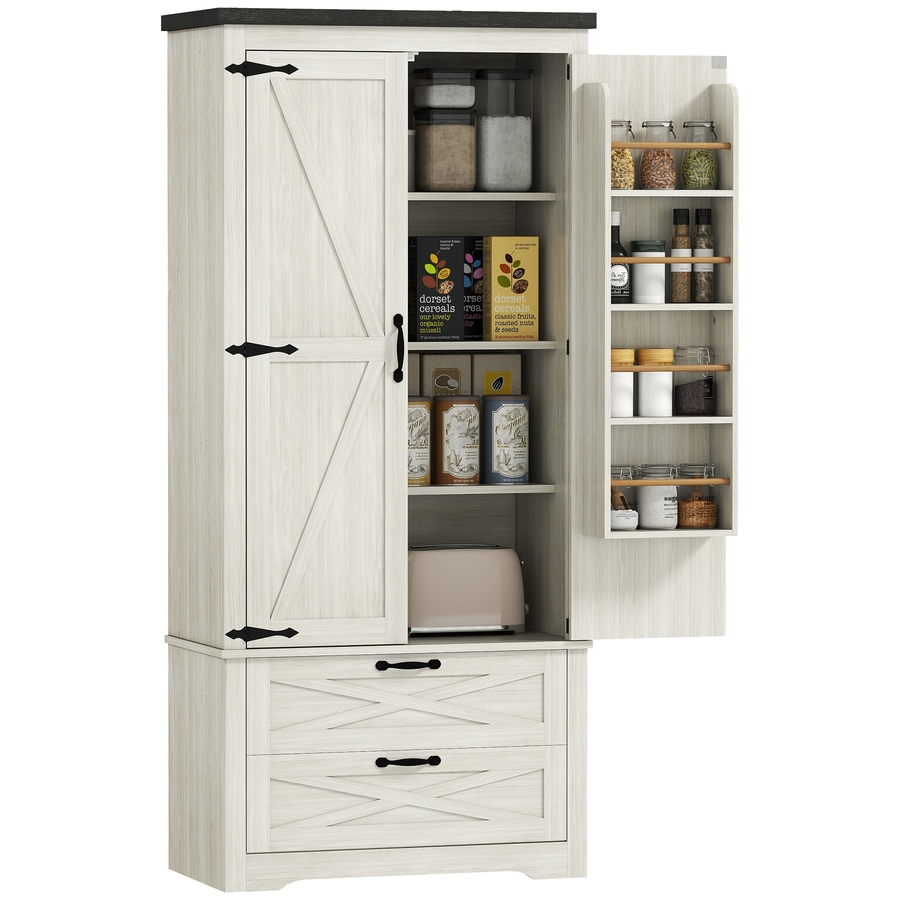 Image 997327.jpg, Product 997-327 / Price $289.99, HOMCOM 64" Kitchen Pantry Cabinet Storage Cabinet with Doors Drawers, White from HOMCOM on TSC.ca's Home & Garden department