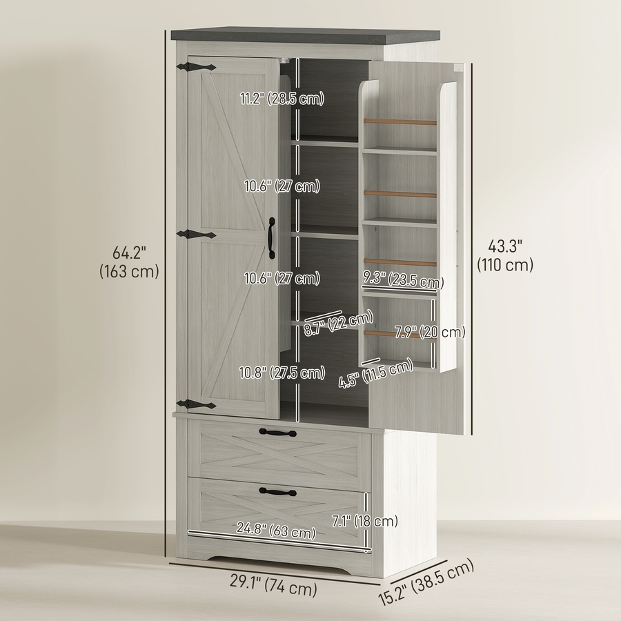 Image 997327_ALTMORE2.jpg, Product 997-327 / Price $289.99, HOMCOM 64" Kitchen Pantry Cabinet Storage Cabinet with Doors Drawers, White from HOMCOM on TSC.ca's Home & Garden department