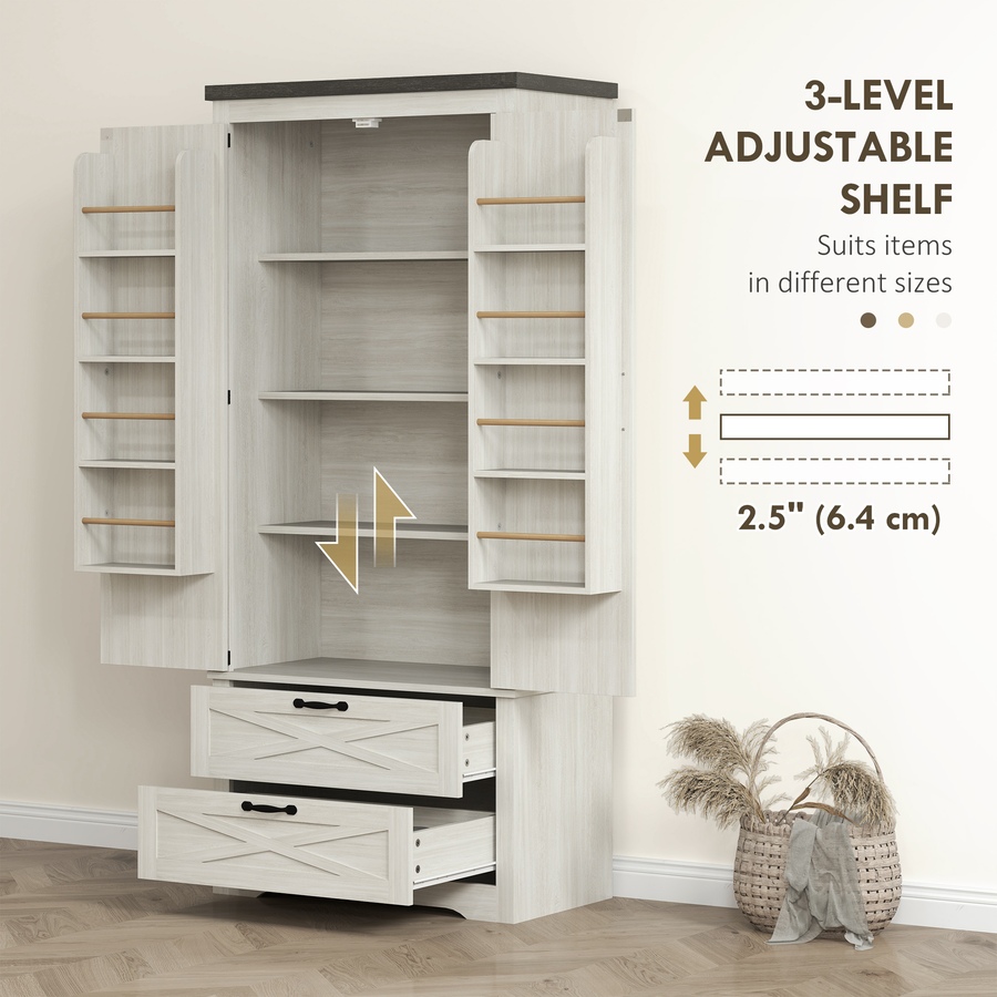 Image 997327_ALTMORE5.jpg, Product 997-327 / Price $289.99, HOMCOM 64" Kitchen Pantry Cabinet Storage Cabinet with Doors Drawers, White from HOMCOM on TSC.ca's Home & Garden department