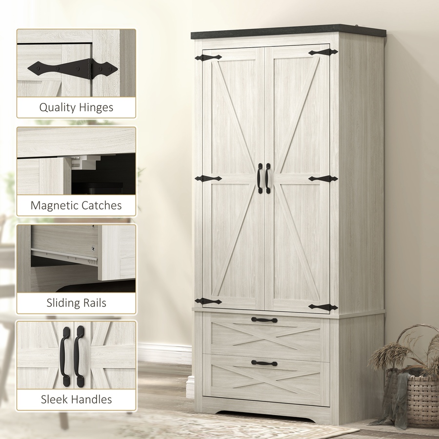 Image 997327_ALTMORE7.jpg, Product 997-327 / Price $289.99, HOMCOM 64" Kitchen Pantry Cabinet Storage Cabinet with Doors Drawers, White from HOMCOM on TSC.ca's Home & Garden department