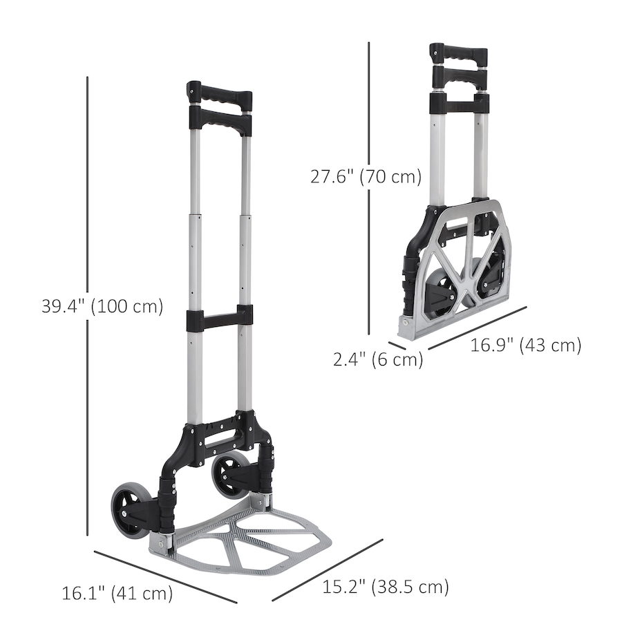 Image 997330_ALTMORE2.jpg, Product 997-330 / Price $54.25, HOMCOM Folding Hand Truck Portable Luggage Handcart Silver from HOMCOM on TSC.ca's Home & Garden department