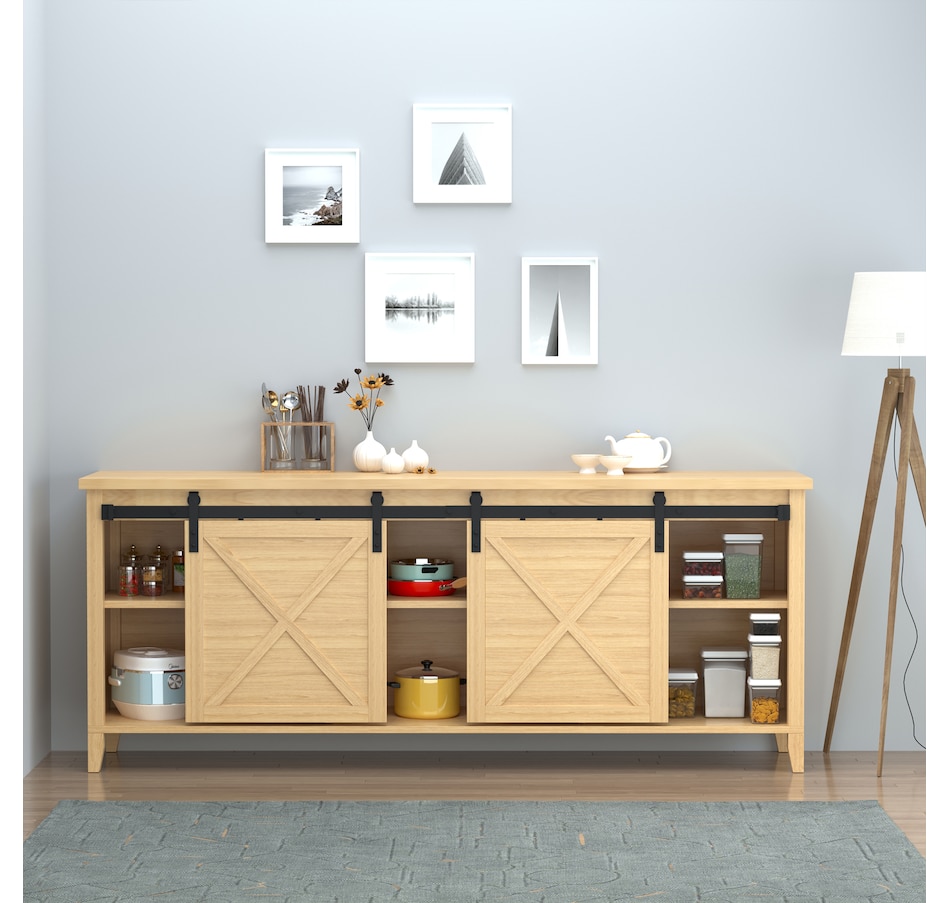 Image 997332_ALTMORE1.jpg, Product 997-332 / Price $54.99, HOMCOM 6ft Cabinet Barn Door Hardware Kit for Sliding Double Door TV Stand from HOMCOM on TSC.ca's Home & Garden department