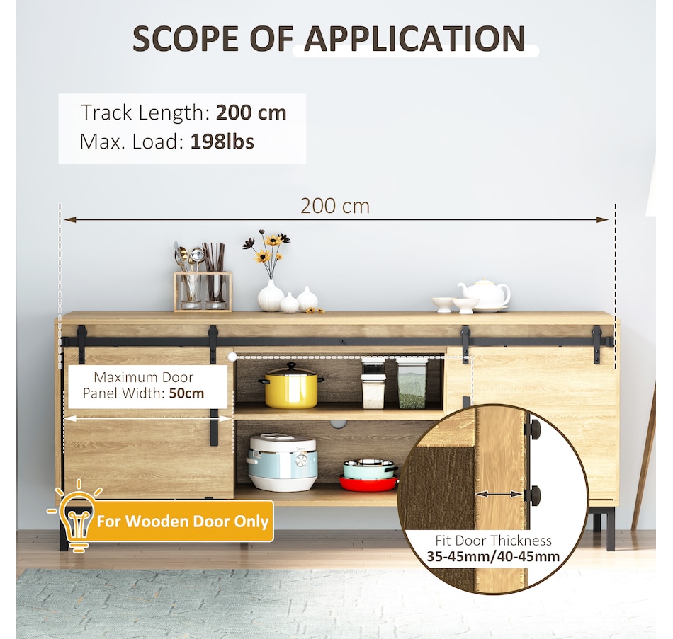 Image 997332_ALTMORE3.jpg, Product 997-332 / Price $54.99, HOMCOM 6ft Cabinet Barn Door Hardware Kit for Sliding Double Door TV Stand from HOMCOM on TSC.ca's Home & Garden department