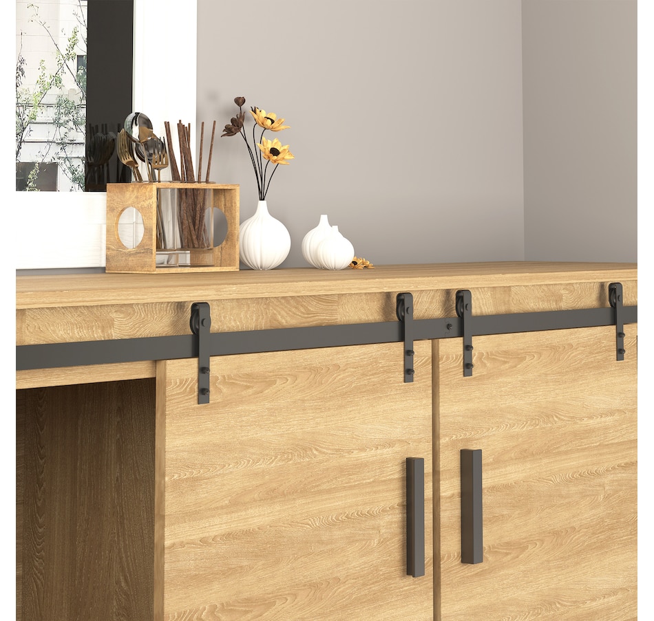 Image 997332_ALTMORE5.jpg, Product 997-332 / Price $54.99, HOMCOM 6ft Cabinet Barn Door Hardware Kit for Sliding Double Door TV Stand from HOMCOM on TSC.ca's Home & Garden department