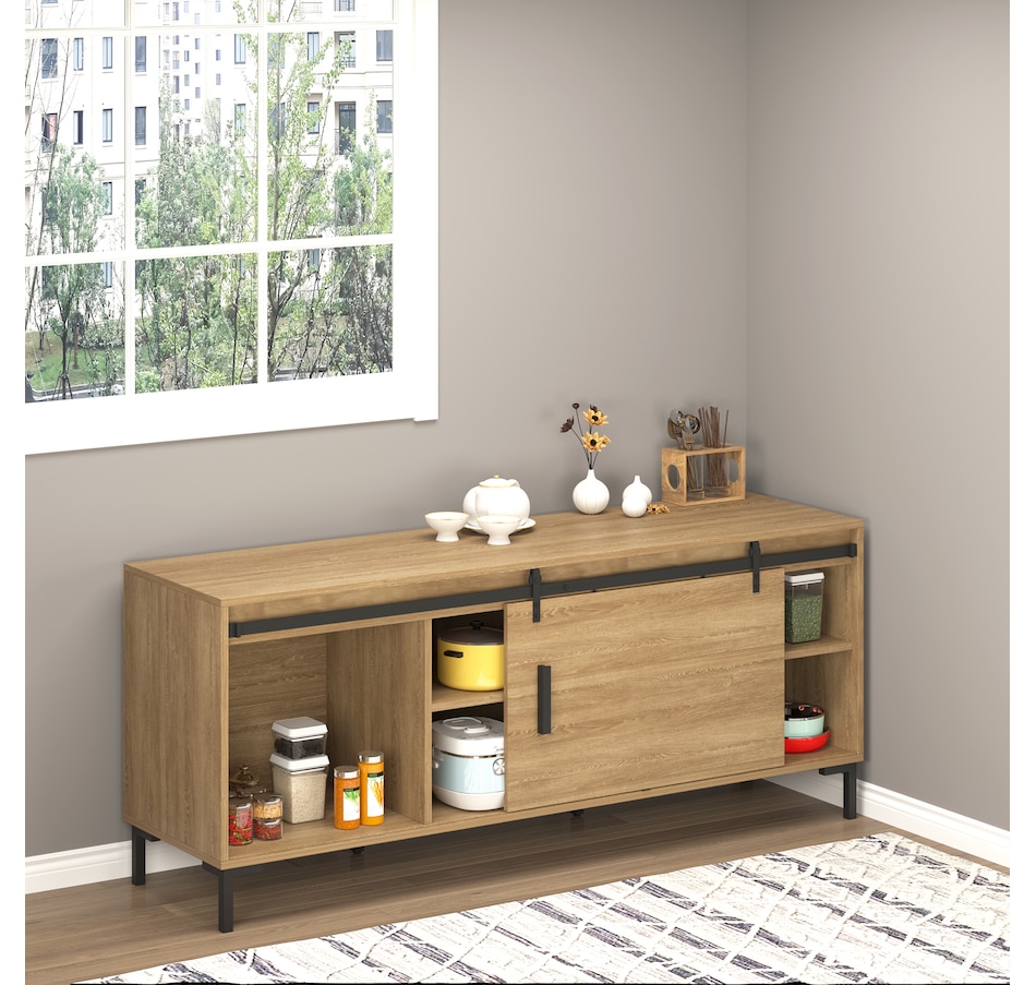 Image 997333_ALTMORE1.jpg, Product 997-333 / Price $45.99, HOMCOM 6FT Mini Sliding Barn Door Hardware Kit for TV Stands Black from HOMCOM on TSC.ca's Home & Garden department