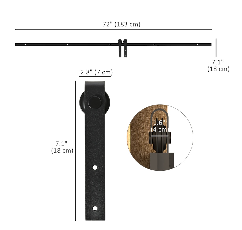 Image 997333_ALTMORE2.jpg, Product 997-333 / Price $45.99, HOMCOM 6FT Mini Sliding Barn Door Hardware Kit for TV Stands Black from HOMCOM on TSC.ca's Home & Garden department