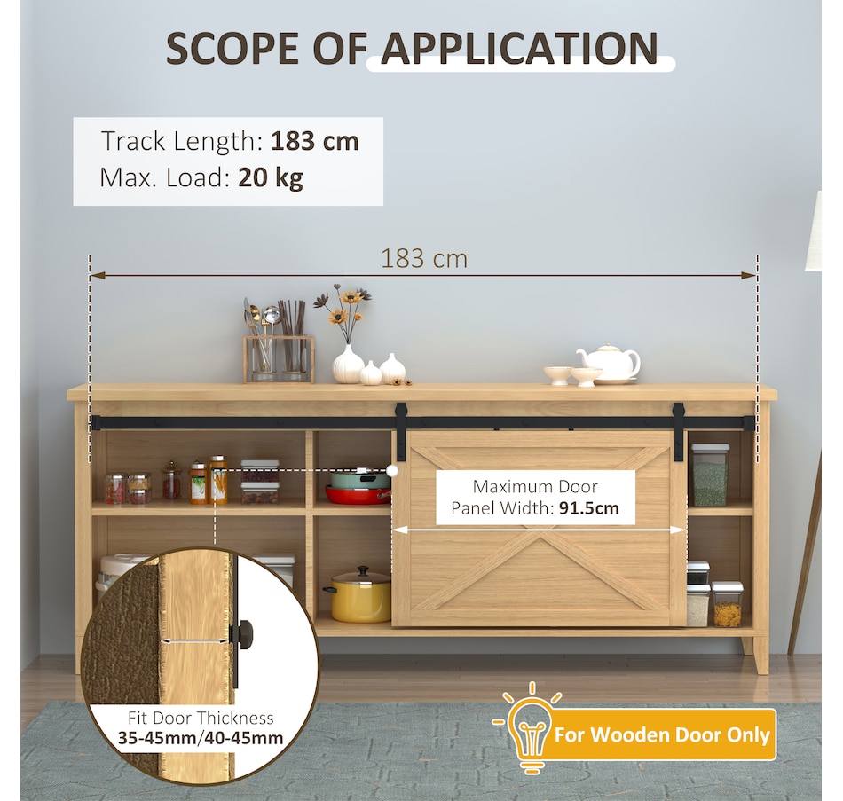 Image 997333_ALTMORE3.jpg, Product 997-333 / Price $45.99, HOMCOM 6FT Mini Sliding Barn Door Hardware Kit for TV Stands Black from HOMCOM on TSC.ca's Home & Garden department
