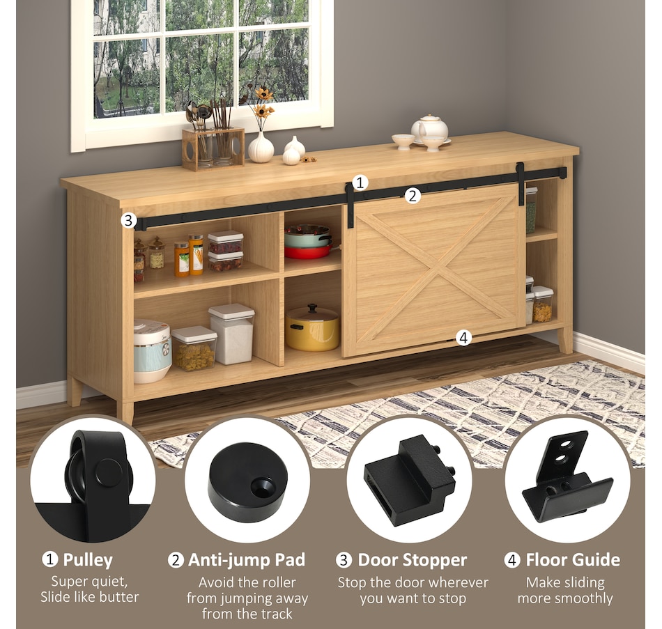 Image 997333_ALTMORE4.jpg, Product 997-333 / Price $45.99, HOMCOM 6FT Mini Sliding Barn Door Hardware Kit for TV Stands Black from HOMCOM on TSC.ca's Home & Garden department