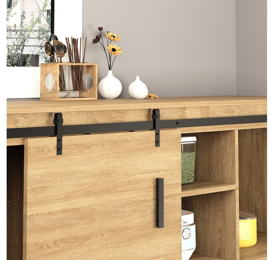 Image 997333_ALTMORE5.jpg, Product 997-333 / Price $45.99, HOMCOM 6FT Mini Sliding Barn Door Hardware Kit for TV Stands Black from HOMCOM on TSC.ca's Home & Garden department