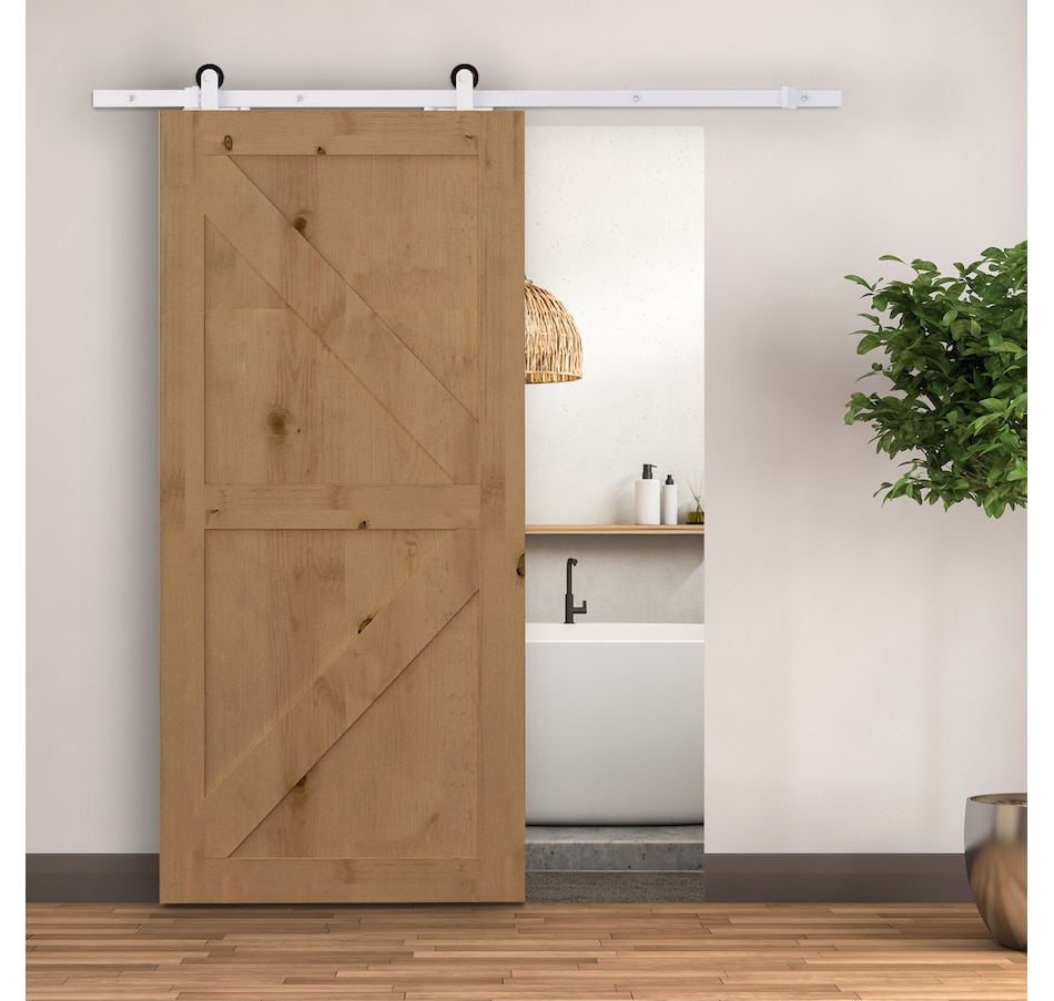 Image 997334_ALTMORE1.jpg, Product 997-334 / Price $62.99, HOMCOM 6' Sliding Barn Door Hardware Kit Smoothly Barn Door Track Kit White from HOMCOM on TSC.ca's Home & Garden department