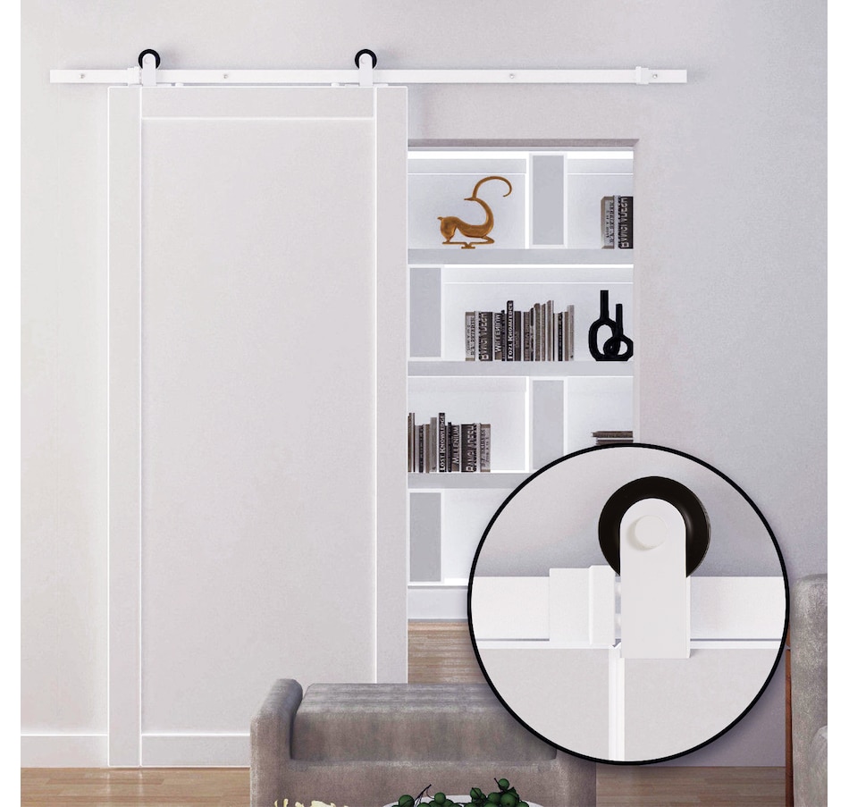 Image 997334_ALTMORE4.jpg, Product 997-334 / Price $62.99, HOMCOM 6' Sliding Barn Door Hardware Kit Smoothly Barn Door Track Kit White from HOMCOM on TSC.ca's Home & Garden department