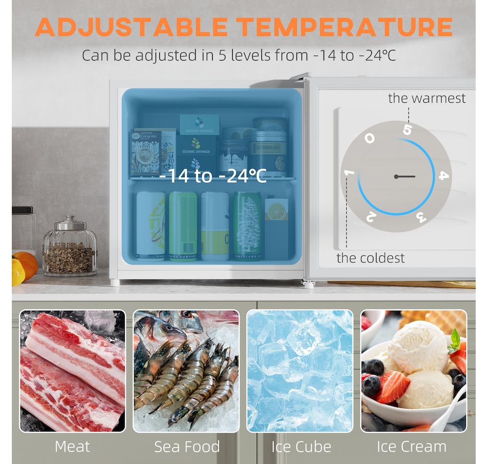 Image 997337_ALTMORE35.jpg, Product 997-337 / Price $204.99 - $229.99, HOMCOM 1.1 Cubic Feet Compact Mini Freezer with Adjustable Temperature from HOMCOM on TSC.ca's Kitchen department