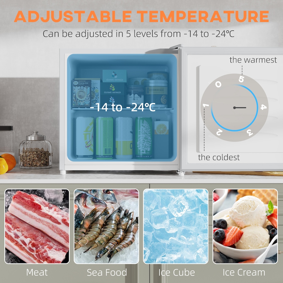 Image 997337_ALTMORE35.jpg, Product 997-337 / Price $224.99 - $234.99, HOMCOM 1.1 Cubic Feet Compact Freezer, Mini Freezer with Adjustable Temperature from HOMCOM on TSC.ca's Kitchen department