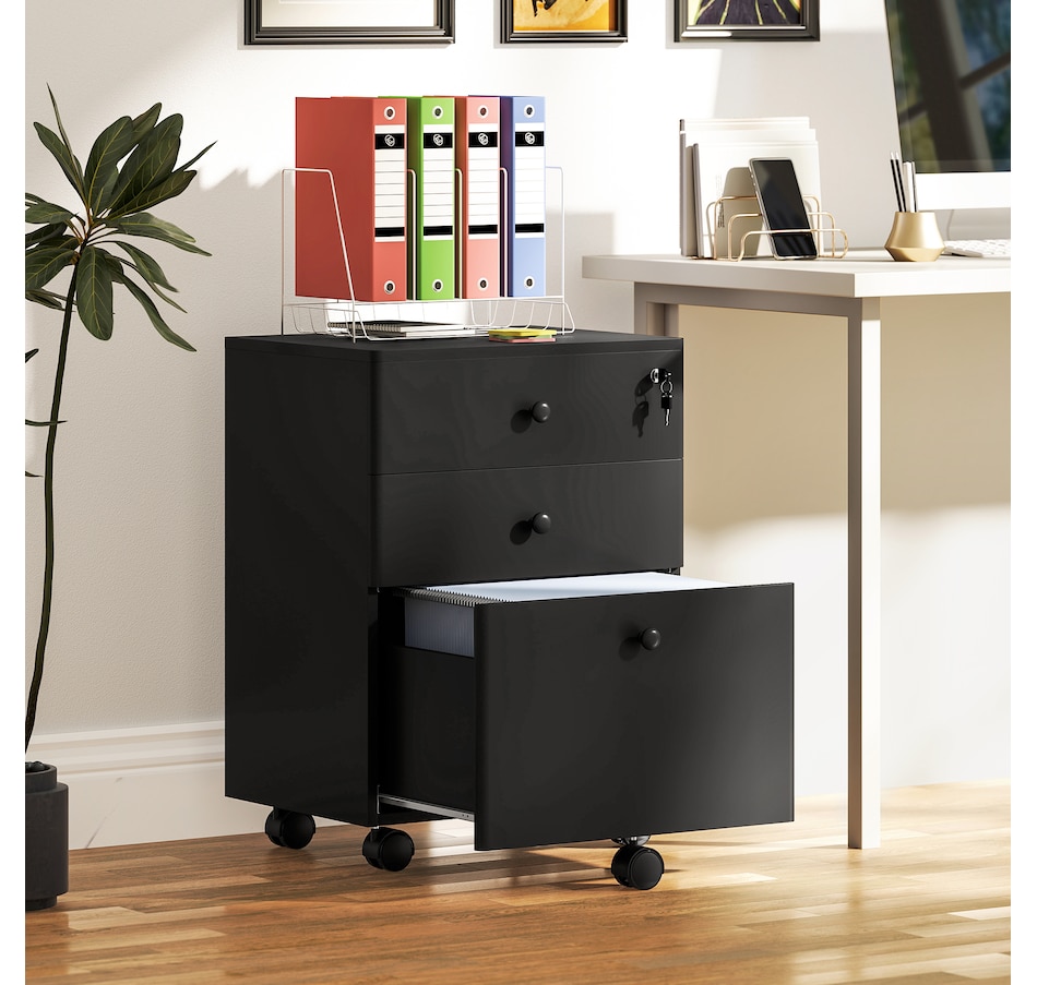 Image 997338_ALTMORE1.jpg, Product 997-338 / Price $89.99 - $104.99, HOMCOM 3-Drawer Filing Cabinet with Lock, Mobile File Cabinet from HOMCOM on TSC.ca's Home & Garden department
