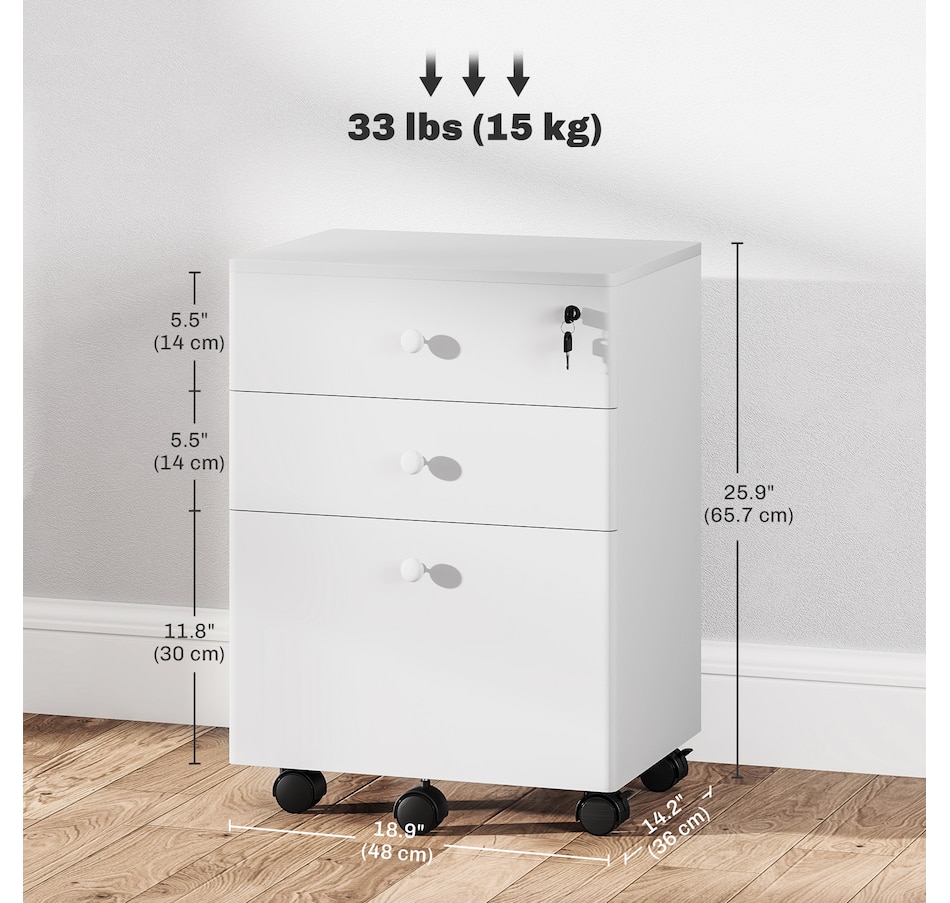Image 997338_ALTMORE10.jpg, Product 997-338 / Price $89.99 - $104.99, HOMCOM 3-Drawer Filing Cabinet with Lock, Mobile File Cabinet from HOMCOM on TSC.ca's Home & Garden department
