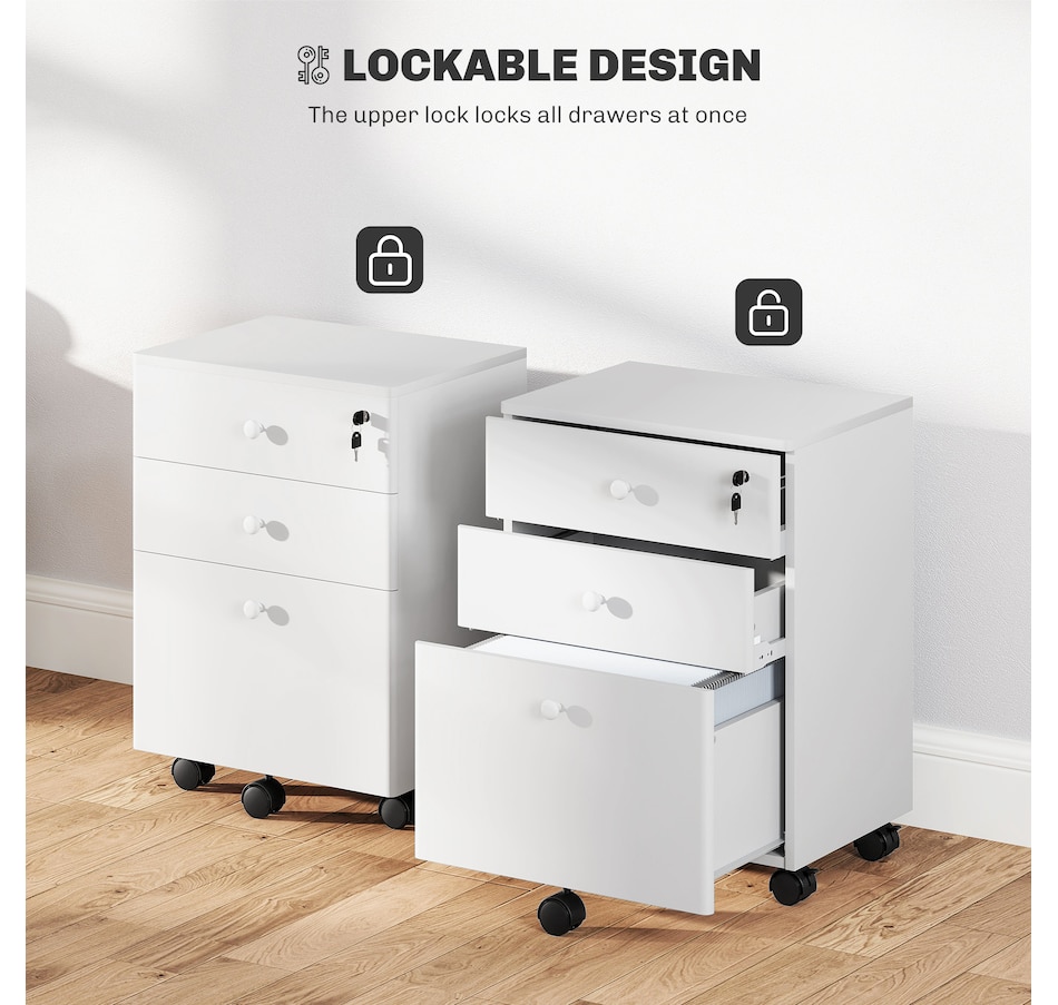Image 997338_ALTMORE13.jpg, Product 997-338 / Price $89.99 - $104.99, HOMCOM 3-Drawer Filing Cabinet with Lock, Mobile File Cabinet from HOMCOM on TSC.ca's Home & Garden department
