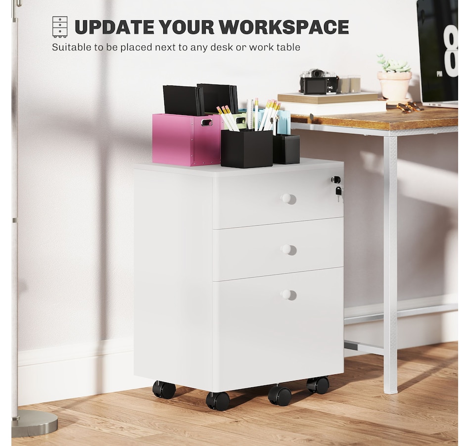 Image 997338_ALTMORE14.jpg, Product 997-338 / Price $89.99 - $104.99, HOMCOM 3-Drawer Filing Cabinet with Lock, Mobile File Cabinet from HOMCOM on TSC.ca's Home & Garden department