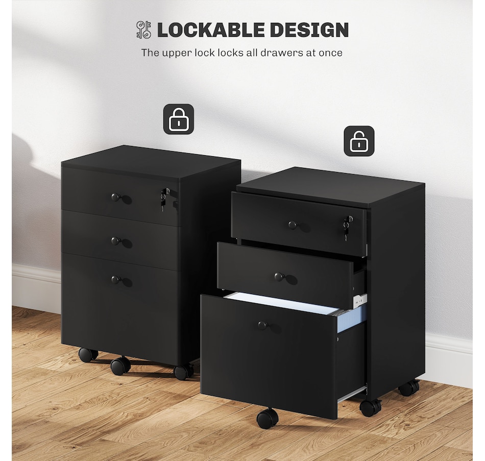 Image 997338_ALTMORE5.jpg, Product 997-338 / Price $89.99 - $104.99, HOMCOM 3-Drawer Filing Cabinet with Lock, Mobile File Cabinet from HOMCOM on TSC.ca's Home & Garden department