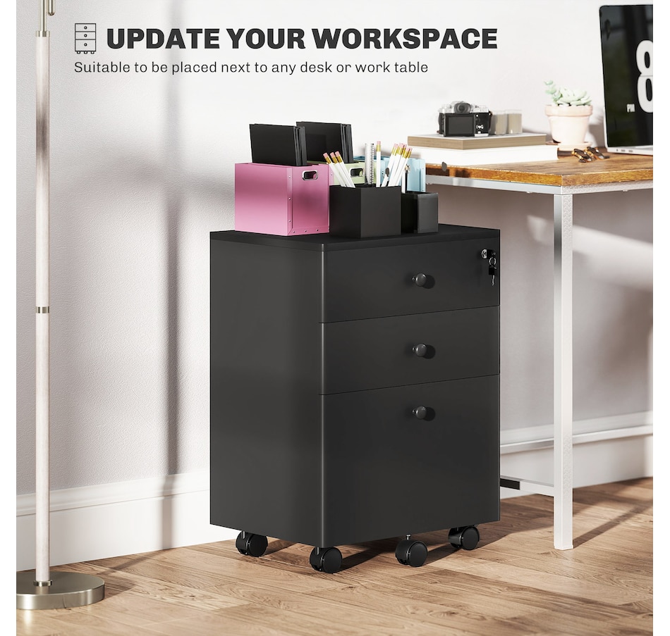 Image 997338_ALTMORE6.jpg, Product 997-338 / Price $89.99 - $104.99, HOMCOM 3-Drawer Filing Cabinet with Lock, Mobile File Cabinet from HOMCOM on TSC.ca's Home & Garden department