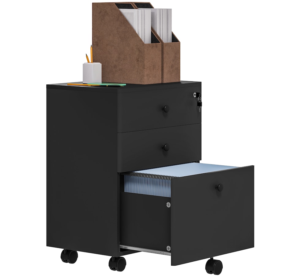 Image 997338_ST01.jpg, Product 997-338 / Price $89.99 - $104.99, HOMCOM 3-Drawer Filing Cabinet with Lock, Mobile File Cabinet from HOMCOM on TSC.ca's Home & Garden department
