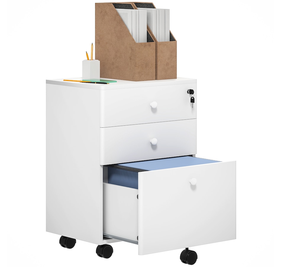 Image 997338_ST02.jpg, Product 997-338 / Price $89.99 - $104.99, HOMCOM 3-Drawer Filing Cabinet with Lock, Mobile File Cabinet from HOMCOM on TSC.ca's Home & Garden department