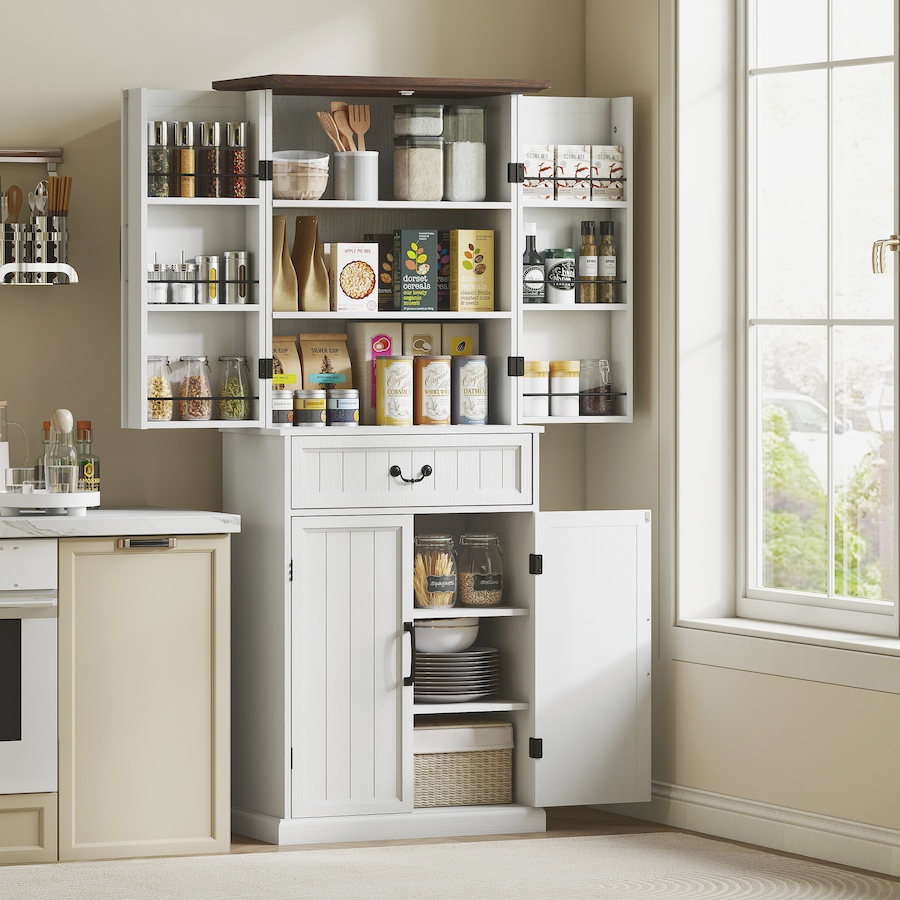 Image 997340_ALTMORE1.jpg, Product 997-340 / Price $281.29, HOMCOM Farmhouse Kitchen Pantry Cabinet with Light, Storage Cabinet from HOMCOM on TSC.ca's Home & Garden department