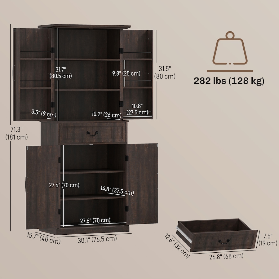 Image 997340_ALTMORE10.jpg, Product 997-340 / Price $281.29, HOMCOM Farmhouse Kitchen Pantry Cabinet with Light, Storage Cabinet from HOMCOM on TSC.ca's Home & Garden department