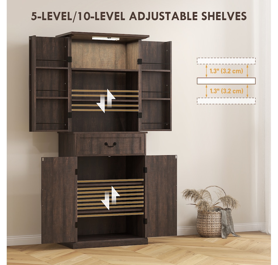 Image 997340_ALTMORE13.jpg, Product 997-340 / Price $289.99 - $319.99, HOMCOM Farmhouse Kitchen Pantry Cabinet with Light, Storage Cabinet from HOMCOM on TSC.ca's Home & Garden department