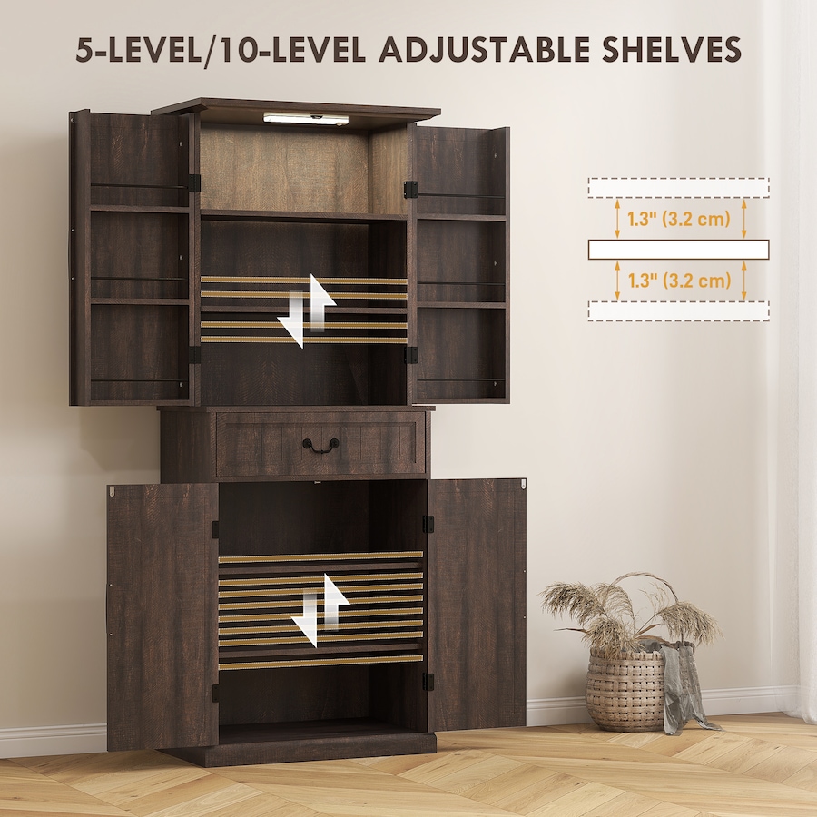 Image 997340_ALTMORE13.jpg, Product 997-340 / Price $281.29, HOMCOM Farmhouse Kitchen Pantry Cabinet with Light, Storage Cabinet from HOMCOM on TSC.ca's Home & Garden department