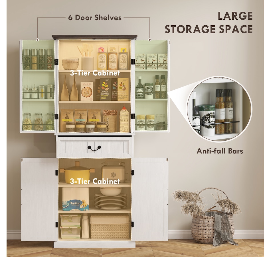 Image 997340_ALTMORE4.jpg, Product 997-340 / Price $289.99 - $319.99, HOMCOM Farmhouse Kitchen Pantry Cabinet with Light, Storage Cabinet from HOMCOM on TSC.ca's Home & Garden department