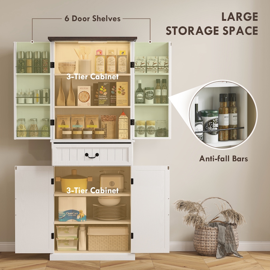 Image 997340_ALTMORE4.jpg, Product 997-340 / Price $281.29, HOMCOM Farmhouse Kitchen Pantry Cabinet with Light, Storage Cabinet from HOMCOM on TSC.ca's Home & Garden department