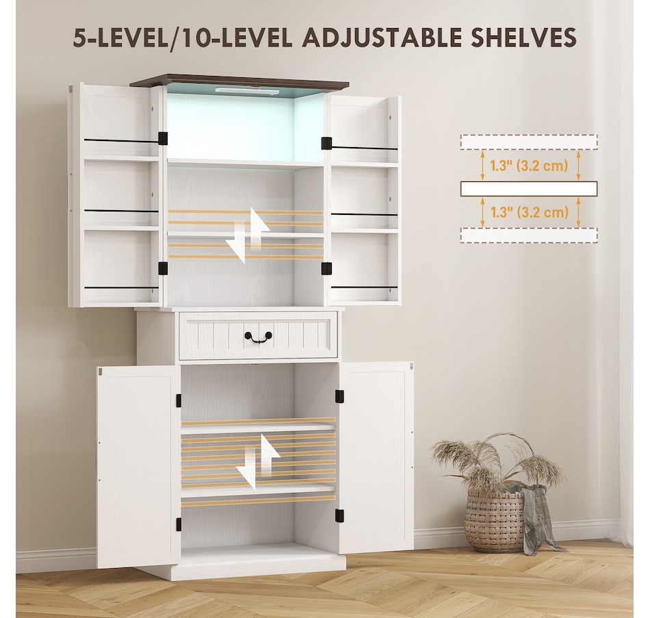 Image 997340_ALTMORE5.jpg, Product 997-340 / Price $289.99 - $319.99, HOMCOM Farmhouse Kitchen Pantry Cabinet with Light, Storage Cabinet from HOMCOM on TSC.ca's Home & Garden department