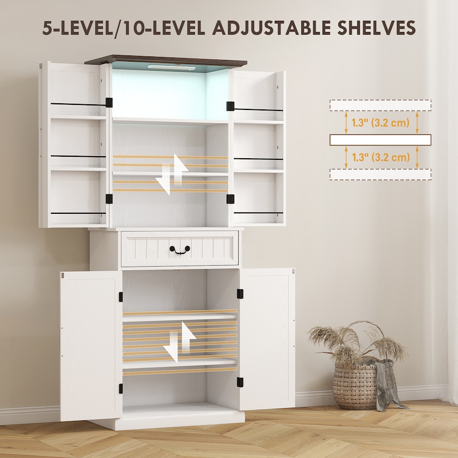 Image 997340_ALTMORE5.jpg, Product 997-340 / Price $281.29, HOMCOM Farmhouse Kitchen Pantry Cabinet with Light, Storage Cabinet from HOMCOM on TSC.ca's Home & Garden department