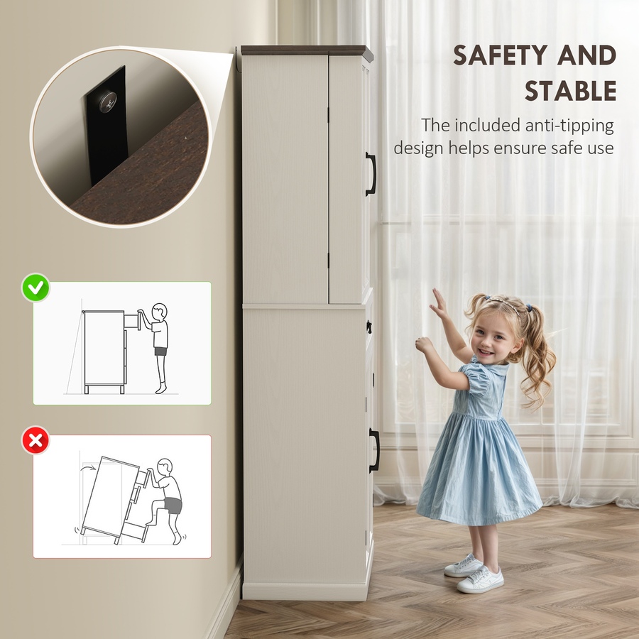 Image 997340_ALTMORE7.jpg, Product 997-340 / Price $281.29, HOMCOM Farmhouse Kitchen Pantry Cabinet with Light, Storage Cabinet from HOMCOM on TSC.ca's Home & Garden department