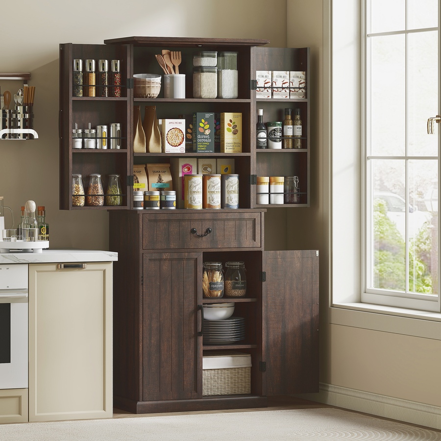 Image 997340_ALTMORE9.jpg, Product 997-340 / Price $281.29, HOMCOM Farmhouse Kitchen Pantry Cabinet with Light, Storage Cabinet from HOMCOM on TSC.ca's Home & Garden department