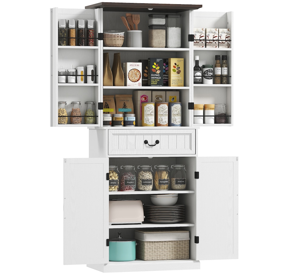 Image 997340_ST01.jpg, Product 997-340 / Price $289.99 - $319.99, HOMCOM Farmhouse Kitchen Pantry Cabinet with Light, Storage Cabinet from HOMCOM on TSC.ca's Home & Garden department