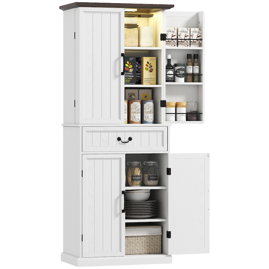 Image 997340_ST01.jpg, Product 997-340 / Price $281.29, HOMCOM Farmhouse Kitchen Pantry Cabinet with Light, Storage Cabinet from HOMCOM on TSC.ca's Home & Garden department