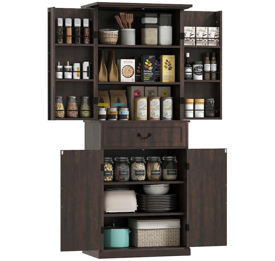 Image 997340_ST02.jpg, Product 997-340 / Price $289.99 - $319.99, HOMCOM Farmhouse Kitchen Pantry Cabinet with Light, Storage Cabinet from HOMCOM on TSC.ca's Home & Garden department