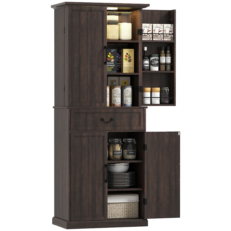 Image 997340_ST02.jpg, Product 997-340 / Price $281.29, HOMCOM Farmhouse Kitchen Pantry Cabinet with Light, Storage Cabinet from HOMCOM on TSC.ca's Home & Garden department