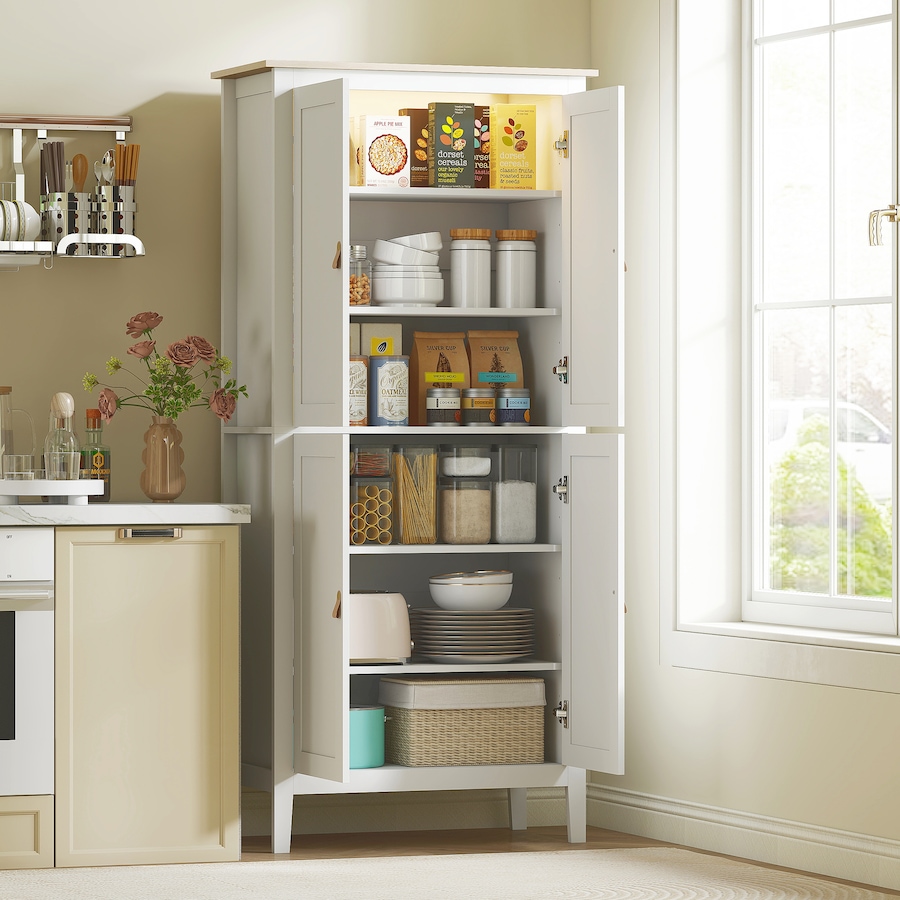 Image 997345_ALTMORE1.jpg, Product 997-345 / Price $236.15 - $249.36, HOMCOM Kitchen Pantry with Sensor LED Light Pantry Storage Cabinet White from HOMCOM on TSC.ca's Home & Garden department