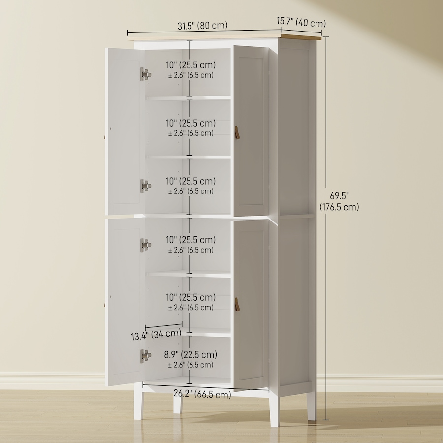 Image 997345_ALTMORE2.jpg, Product 997-345 / Price $236.15 - $249.36, HOMCOM Kitchen Pantry with Sensor LED Light Pantry Storage Cabinet White from HOMCOM on TSC.ca's Home & Garden department